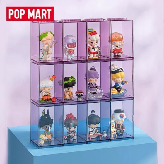 POPMART POP Single Display Box, 3-piece single pink and purple figurine storage box