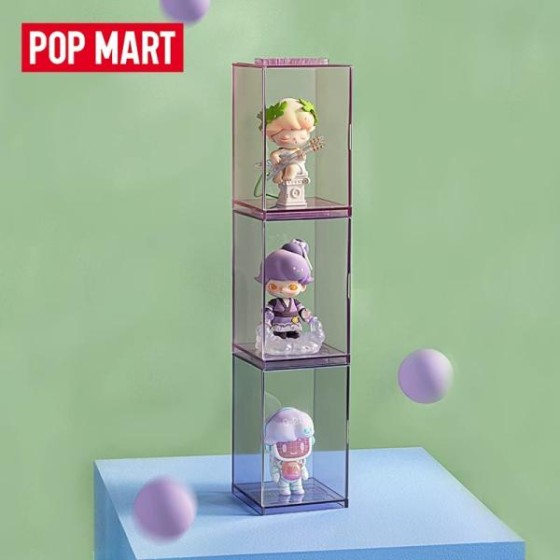 POPMART POP Single Display Box, 3-piece single pink and purple figurine storage box