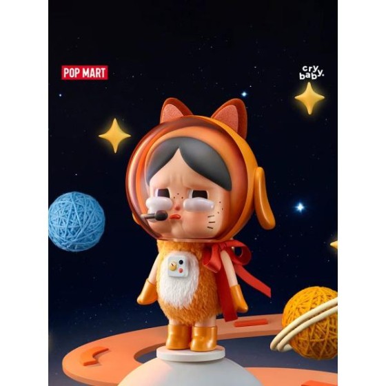 POPMART Crybaby Space Astronaut Cat Figurine in Orange color