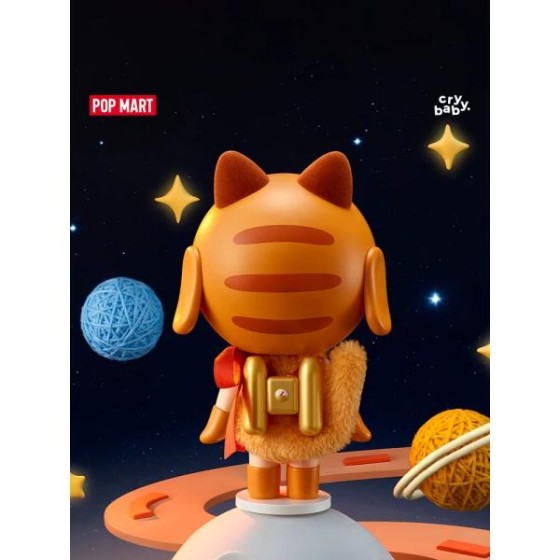 POPMART Crybaby Space Astronaut Cat Figurine in Orange color