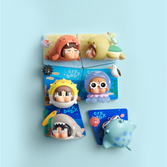POPMART CRYBABY Cry Sea Series Refrigerator Stickers Blind Box Home Accessories