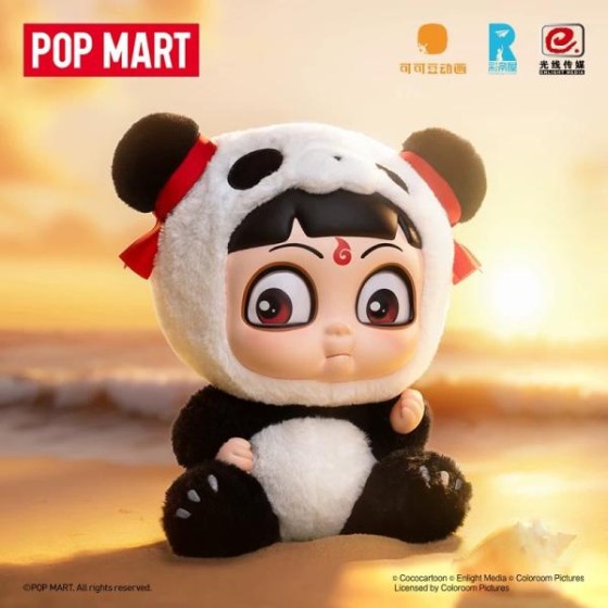 POPMART泡泡玛特《哪吒之魔童闹海》抱抱系列搪胶脸毛绒熊猫哪吒