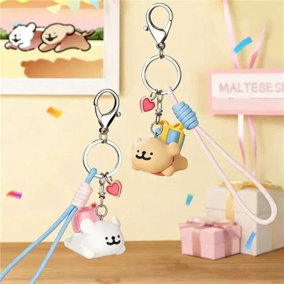 Line Puppies Gift Keychain - Golden Retriever Style
