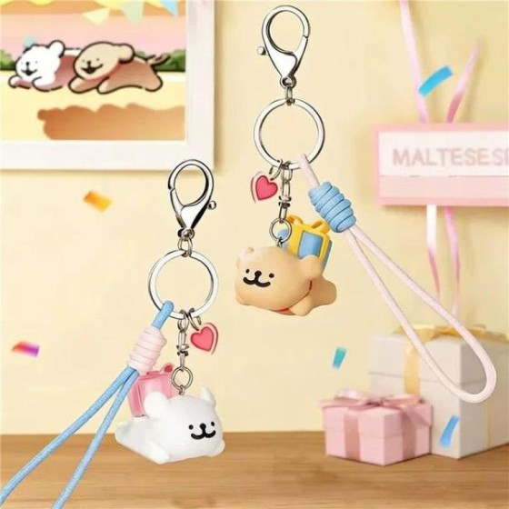 Line Puppies Gift Keychain - Golden Retriever Style