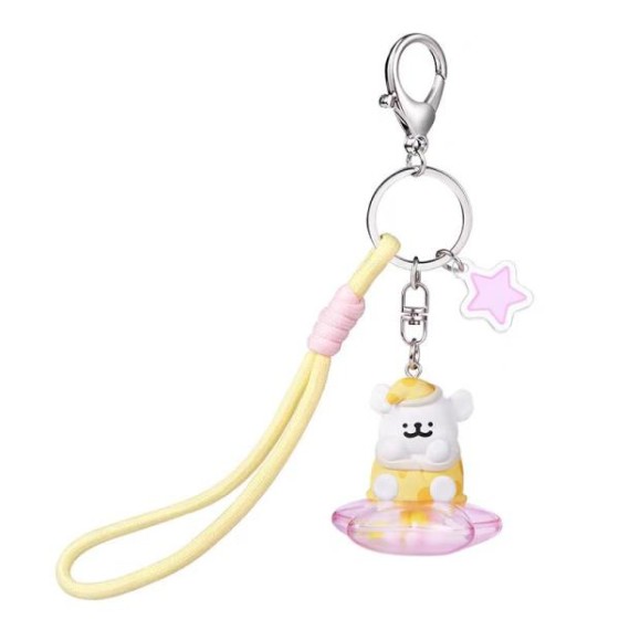 Line Dog Pajama Keychain - White Version