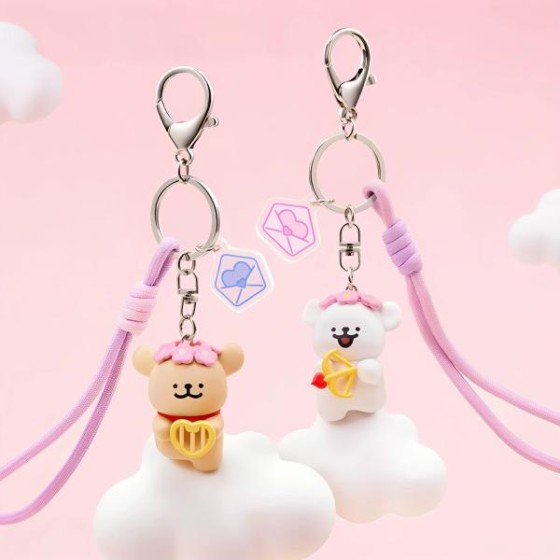Line Dog Cupid Keychain - Golden Retriever Version