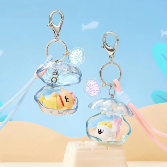 Line Dog Shell Keychain - Golden Retriever Version