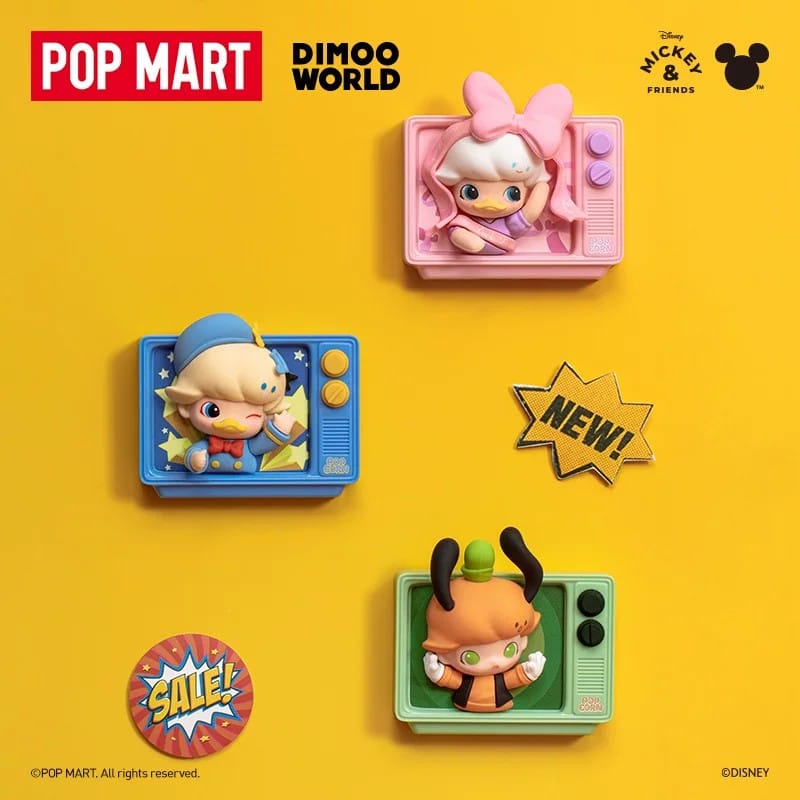 POPMART泡泡玛特DIMOO WORLD × 迪士尼系列冰箱贴盲盒周边