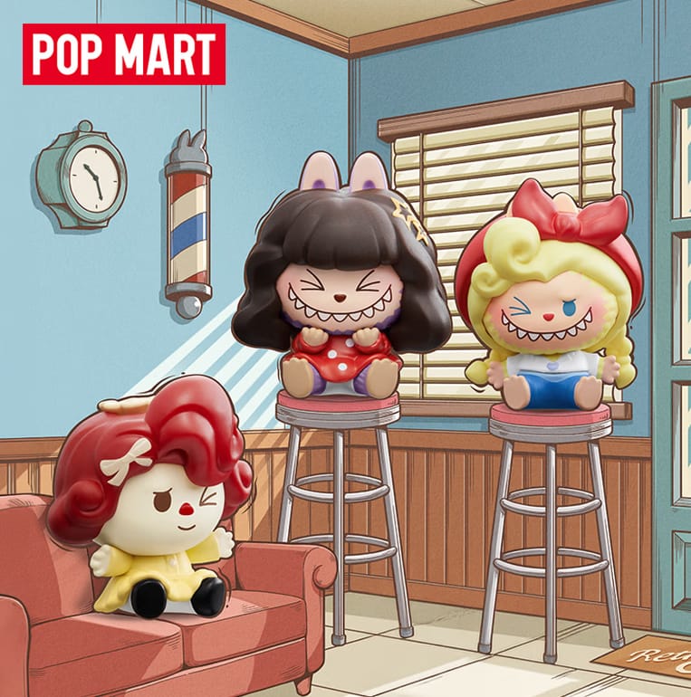 POPMART泡泡玛特泡泡萌粒 THE MONSTERS 复古理发店公仔